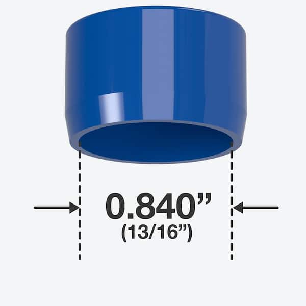 1/2 Size FORMUFIT F012EEC-BL-10 PVC External End Cap Pack of 10 Furniture Grade Blue 