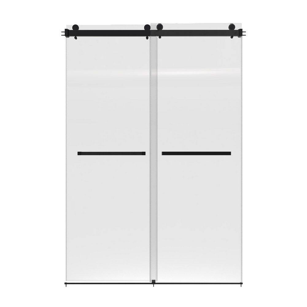 60 in. W x 75 in. H Sliding Frameless Shower Door in Matte Black with Clear Glass price history on PriceWatchPro