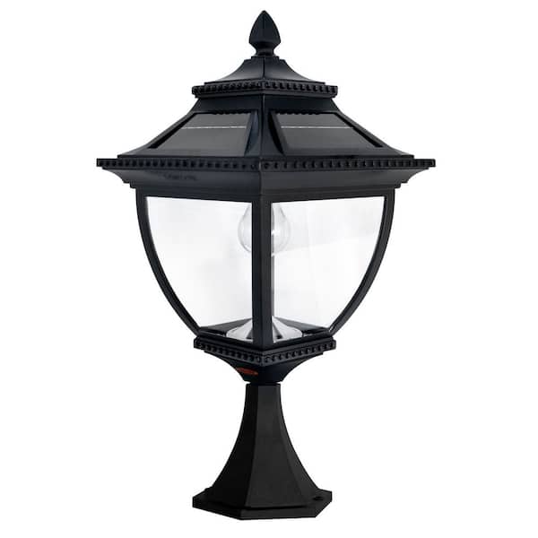 Pagoda Bulb Solar 22 in. 1-Light Black Cast Aluminum for Outdoor with Post Light, Pier Base and Wall Sconce Mounts
