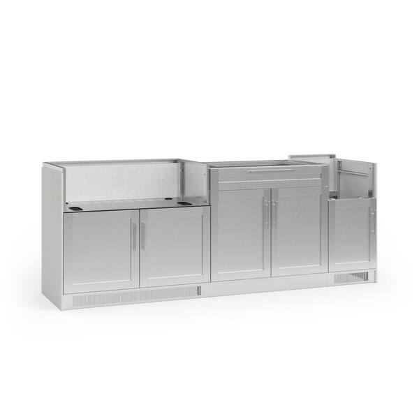 NewAge Products Outdoor Kitchen Signature Series 92.94 in. x 23.75 in. x 35.75 in. Stainless Steel 4-Piece Set with 40 in. Grill Cabinet