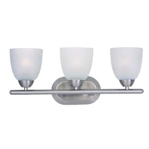 Axis 3-Light Satin Nickel Bath Light Vanity with Frosted Shade