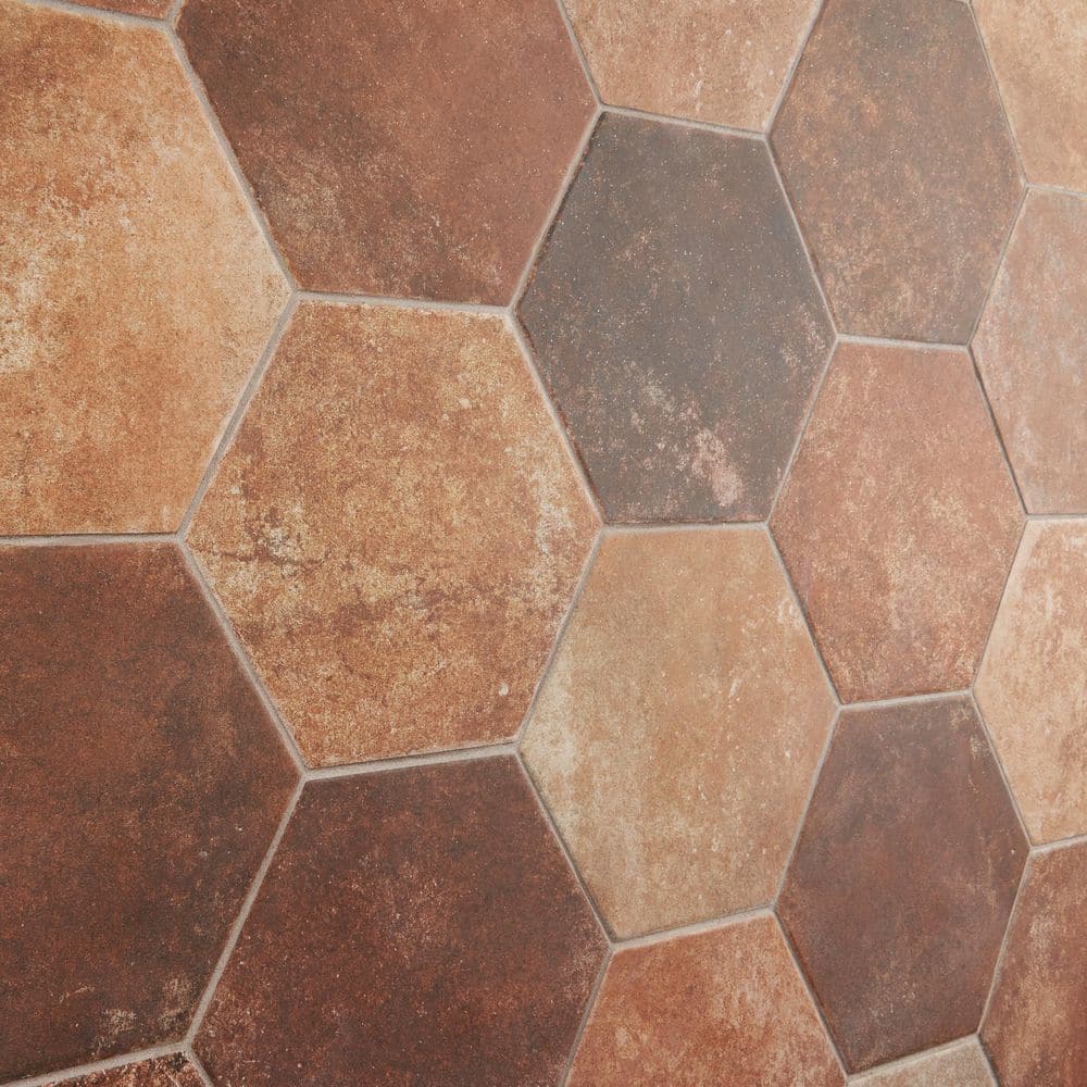 Vesuvius 8" Hexagon Matte Terracotta Porcelain Tile
