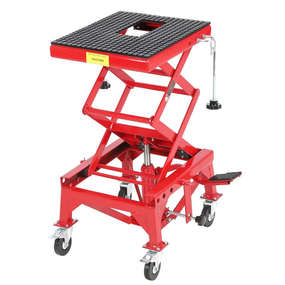 350 lbs Heavy Duty Hydraulic Motorcycle Lift Jack, Red, with J-Hooks & 4 Wheels price history on PriceWatchPro