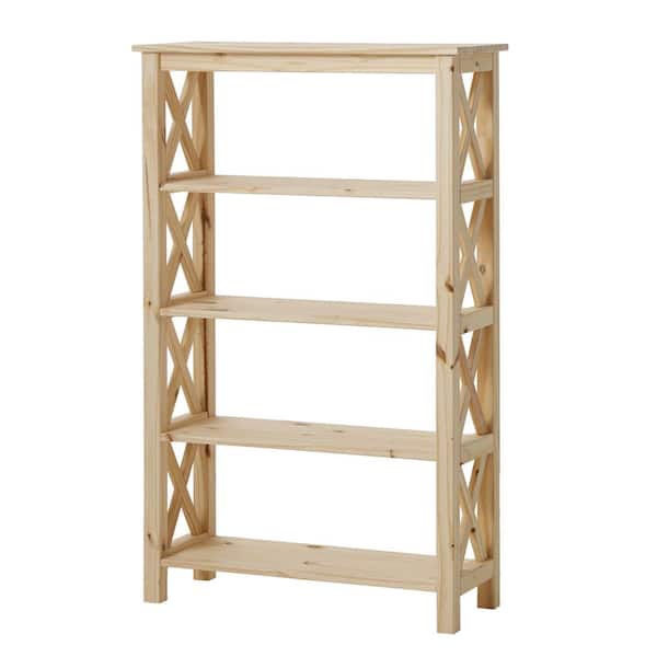 StyleWell - 48 in. Unfinished Pine 4-Shelf X-Standard Bookcase