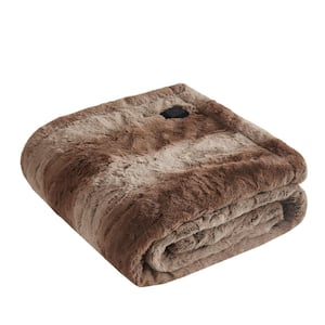 Marselle Tan 50 in. x 64 in. Faux Fur Heated Wrap with Built-in Controller