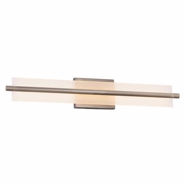 Razor 28 in. 1 Light Selectable 3CCT Brushed Nickel LED Bathroom Vanity & Wall Light Bar with Clear Glass Shade