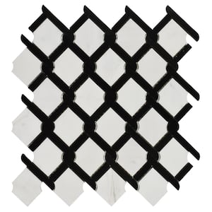 Rockart Medallion Black and White Marble Polished 12 in. x 12 in. Natural Stone Mosaic Tile (11.6520 sq. ft./Case)