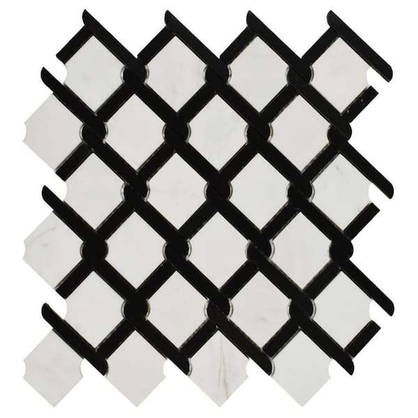 Roca Rockart Medallion Black and White Marble Polished 12 in. x 12 in ...