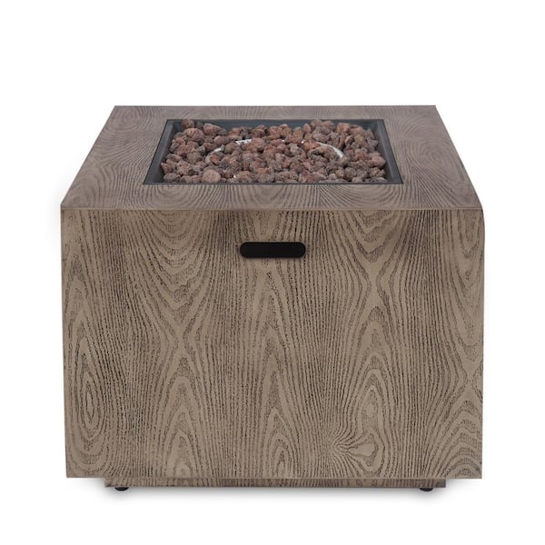 31 in. W x 24 in. H Iron Gas Burning Square Outdoor Patio Fire Pit in Brown