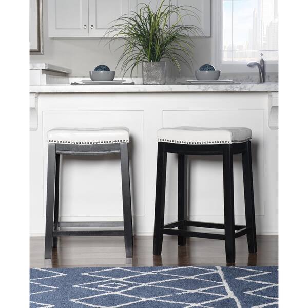 Linon Claridge White 26 Backless Counter Stool