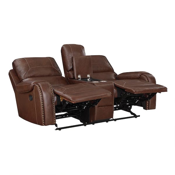Lazzara Logansport 76 in. W Brown Faux leather Double Glider