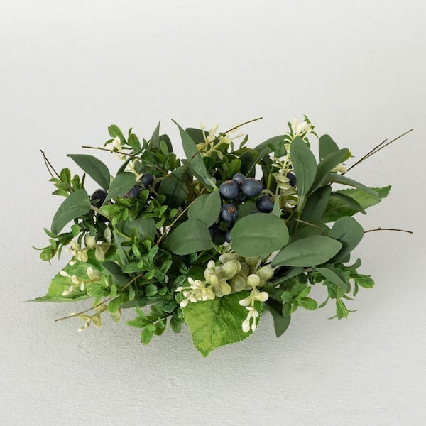 SULLIVANS 5 in. Artificial Green Leaf Blueberry Orb