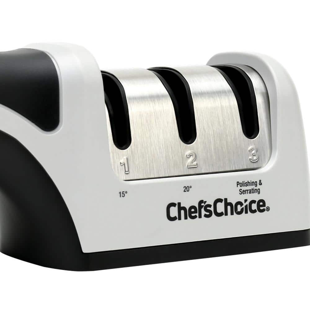 Chef'sChoice AngleSelect Model 4643 Professional Manual Knife Sharpener for Straight Edge and Serrated Knives, in Silver/Black (4643009)