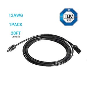 20 ft. 12 AWG Solar Panel Extension Cable with Male and Female Connectors