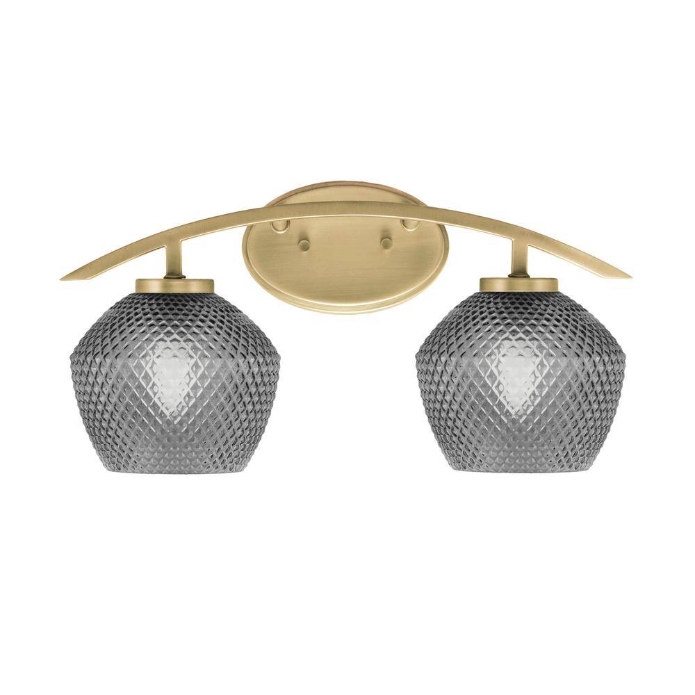 Siena 18.25 in. 2-Light Vanity Light New Age Brass with 6 in. Smoke Texture