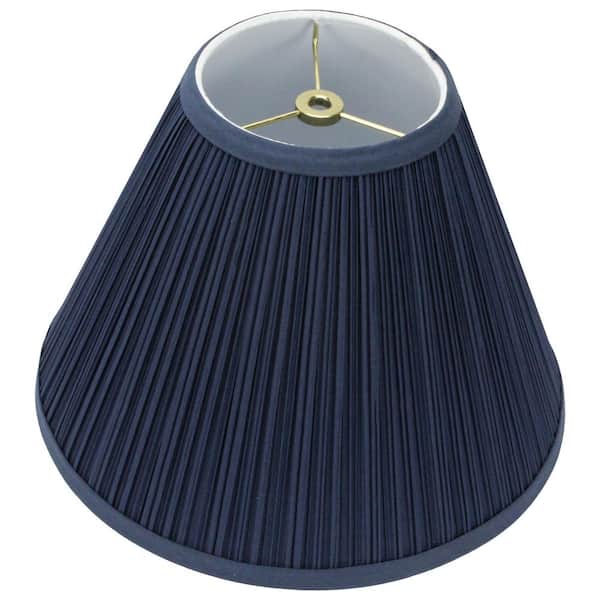 FenchelShades.com 12 in. Width x 8.25 in. Height Navy Blue Mushroom Pleat/Brass Hardware Coolie Lamp Shade