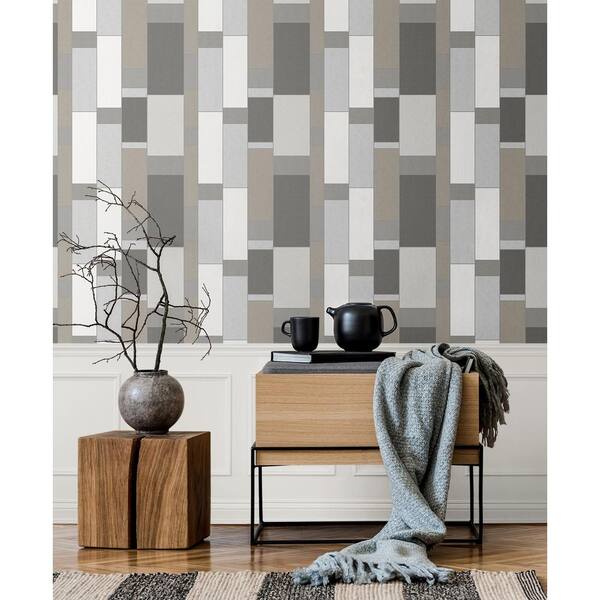 Seabrook Designs Hammered Steel and Metallic Silver De Stijl Geometric  Paper Non-Woven Unpasted Wallpaper Roll (covers 56 sq. ft.) KTM1160 - The  Home Depot