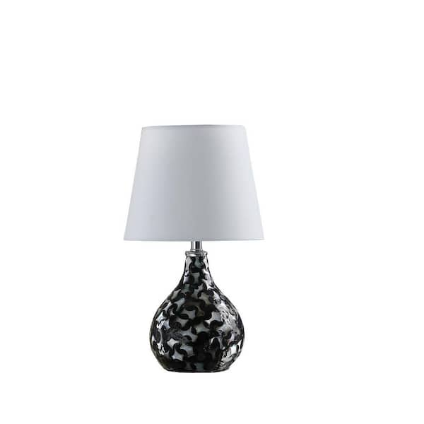 HomeRoots 12 in. Black Table Lamp with White Globe Shade