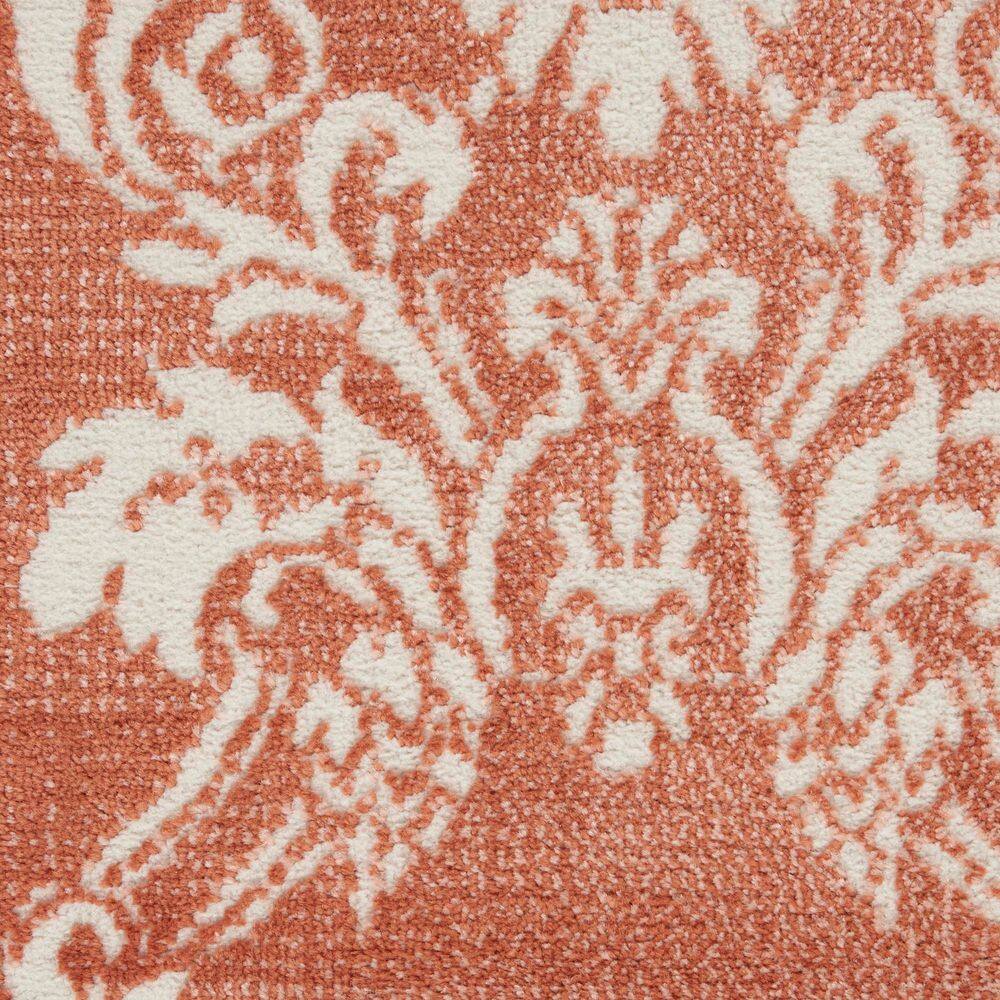 Brick Ivory Floral Damask 8' x 10' Easy-Care Synthetic Rug