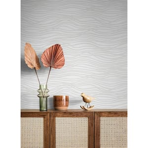 Galyn White Pearlescent Wave Textured Paper Non-Pasted Wallpaper