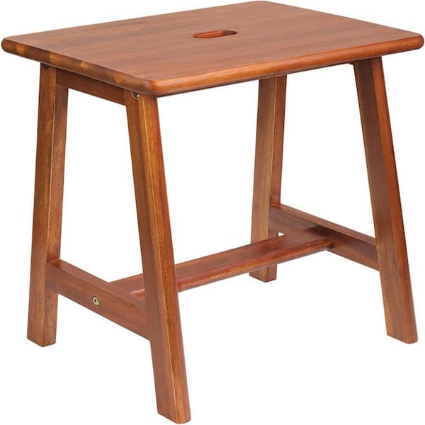 Outdoor Rectangular Wood Bench (16.7 in. D x 13 in. W ​​x 17.7 in. H)-Small Bench