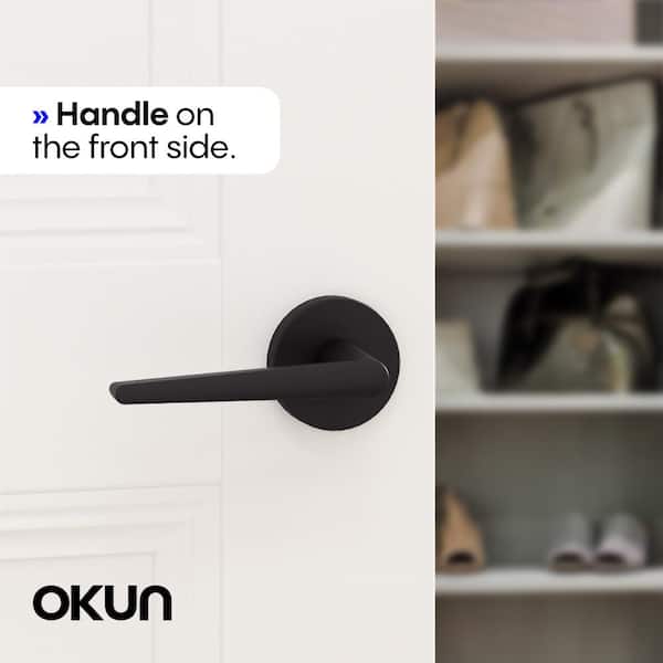 Okun Halo Metal Matte Black Dummy Door Handle with Round Rosette