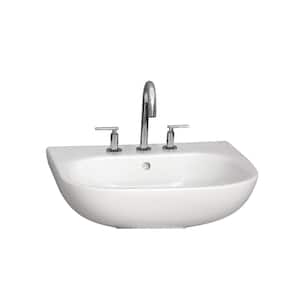 Tonique 550 Wall-Hung Sink in White with 8 in. Widespread Faucet Holes