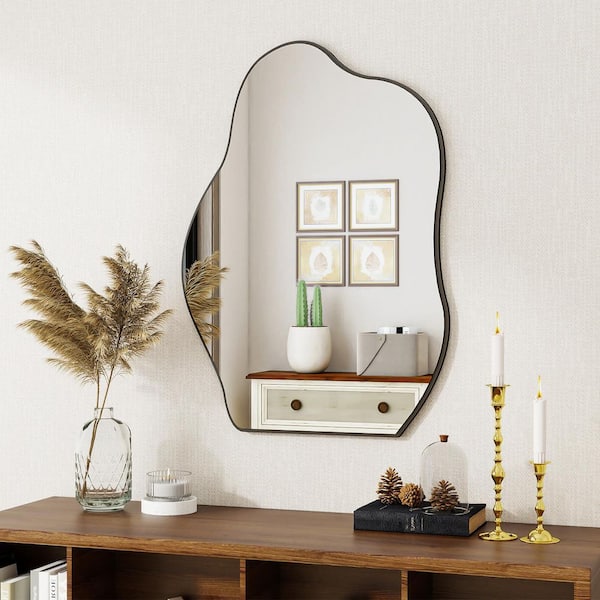 XRAMFY 26 in. W x 38 in. H Irregular Cloud Shape Decorative for Living Room Bedroom Entryway Hallway Wall Frameless Mirror