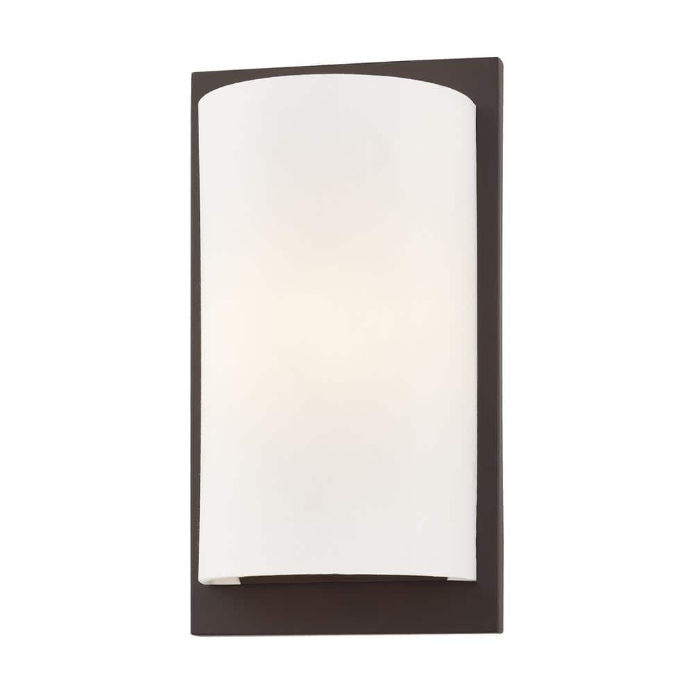 Transitional Handcrafted Off-White Fabric and Bronze Wall Sconce