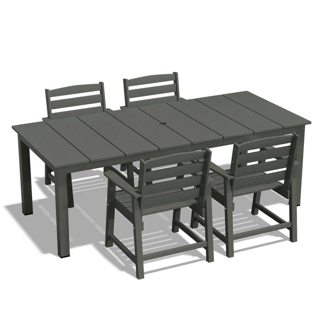 All Weather Outdoor Table and Chairs 5 Pieces Patio Dining Sets With Arm Carbon Gray price history on PriceWatchPro