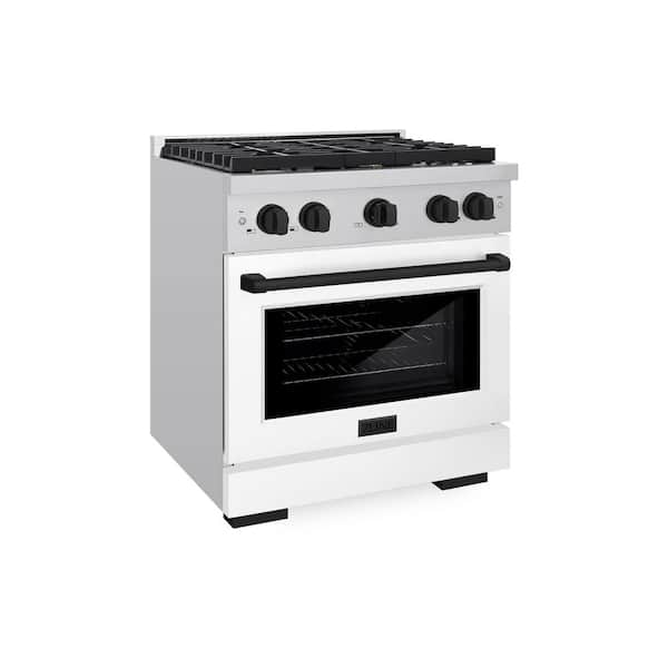 Paramount 30 in. 4-Burner Dual Fuel Range with Convection Oven in Stainless Steel, Matte White, and Matte Black