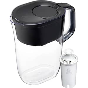 Tahoe 10-Cup Large Water Filter Pitcher in Black with 1-Standard Filter, BPA Free