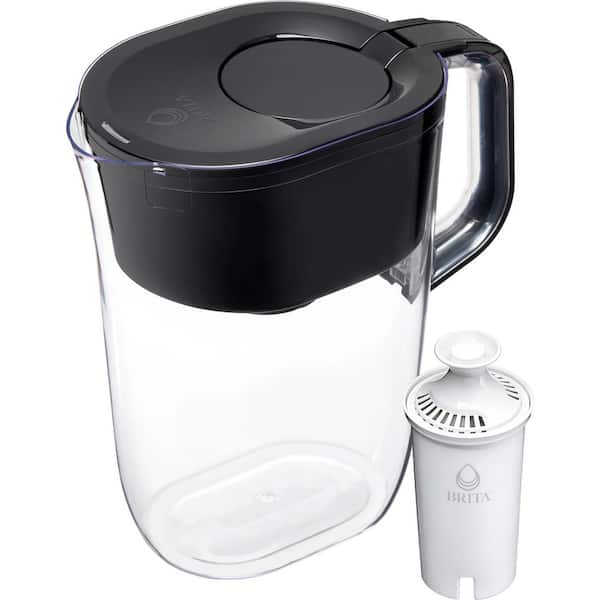 Tahoe 10-Cup Large Water Filter Pitcher in Black with 1-Standard Filter, BPA Free