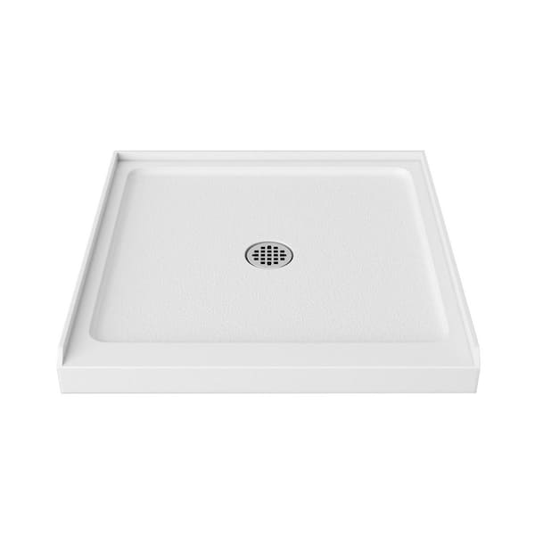 36 in. L x 36 in. W Single Threshold Alcove Shower Pan Base in White with Center Drain