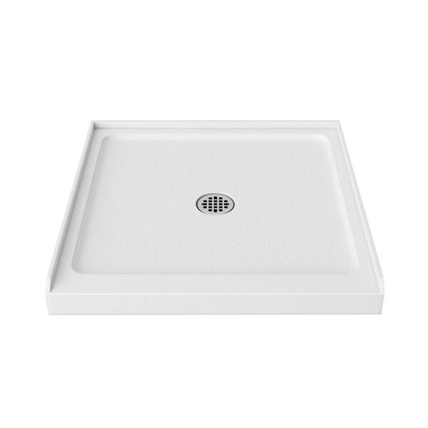 KPUY 36 in. L x 36 in. W Single Threshold Alcove Shower Pan Base in White with Center Drain