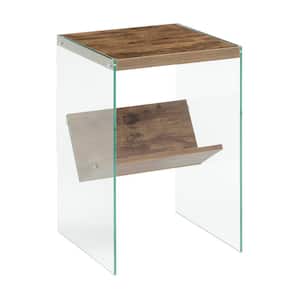 SoHo 16.5 in. Barnwood 23.75 in. Rectangle Particle Board End Table with Glass Sides