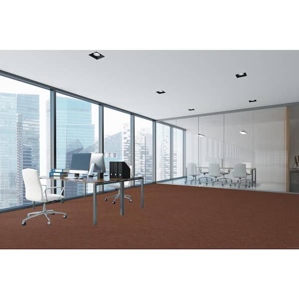 Yates - Registry - Red Commercial/Residential 24 x 24 in. Glue-Down Carpet Tile Square (72 sq. ft.)