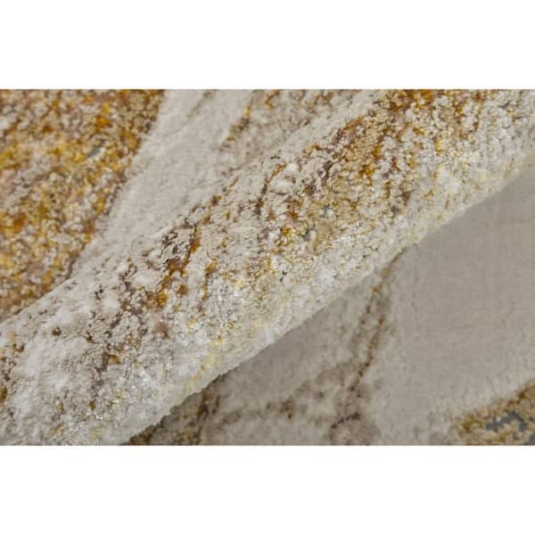 2 ft. x 3 ft. Ivory, Brown, Gold Abstract Area Rug