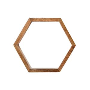 3in. x 10in. x 12in. Brown Wooden Hexagon Floating Honeycomb Shelf (Set of 5)