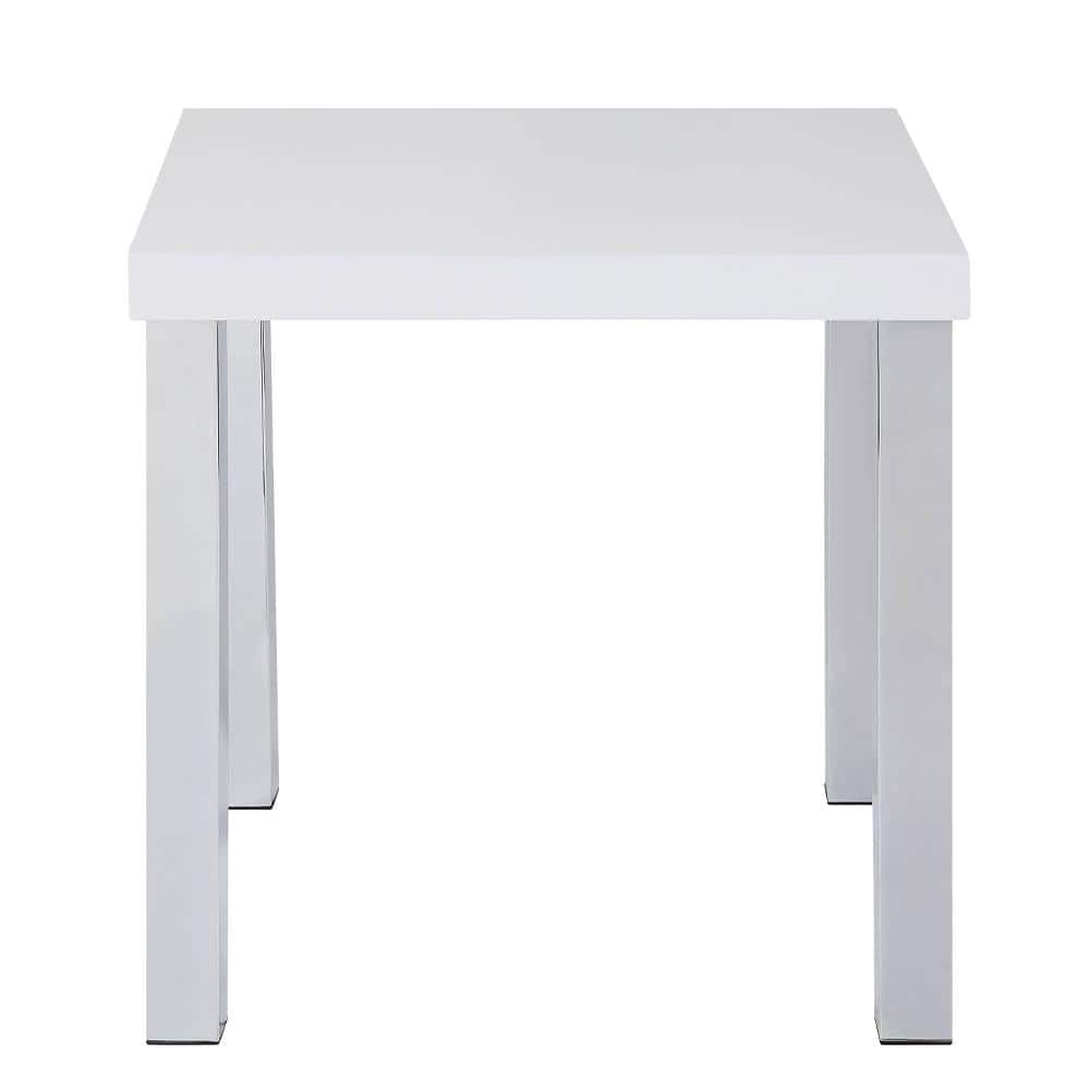 Harta 22'' White High Gloss and Chrome End Table