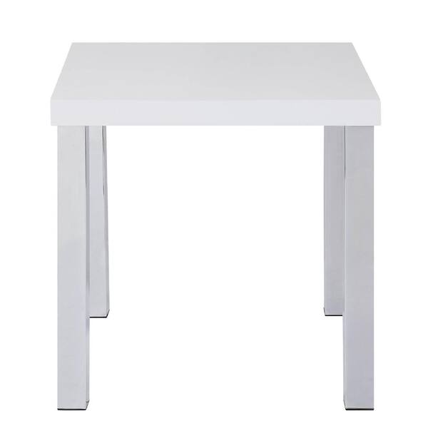 Acme Furniture Harta 22 in. White High Gloss and Chrome 22