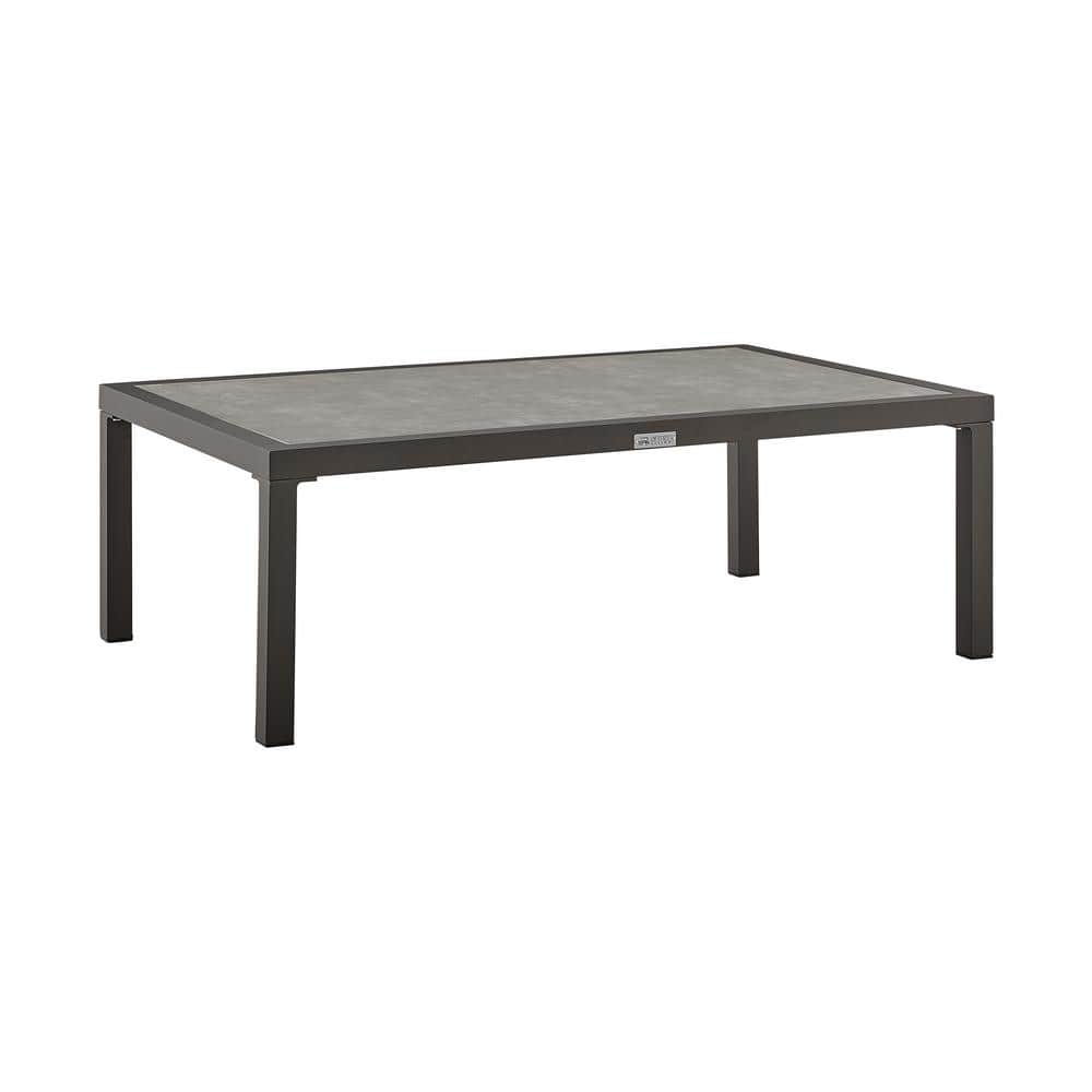 Armen Living Mareike Brown Rectangular Aluminum and Ceramic Outdoor Coffee Table