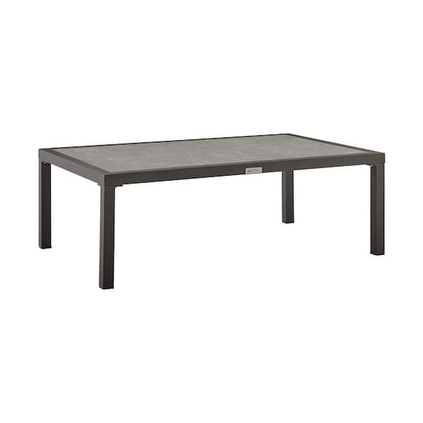 Armen Living Mareike Brown Rectangular Aluminum and Ceramic Outdoor Coffee Table