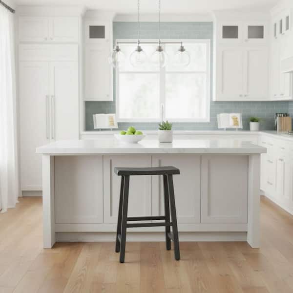 International Concepts Saddle Seat Heather Gray Solid Wood Stool - 24 in.