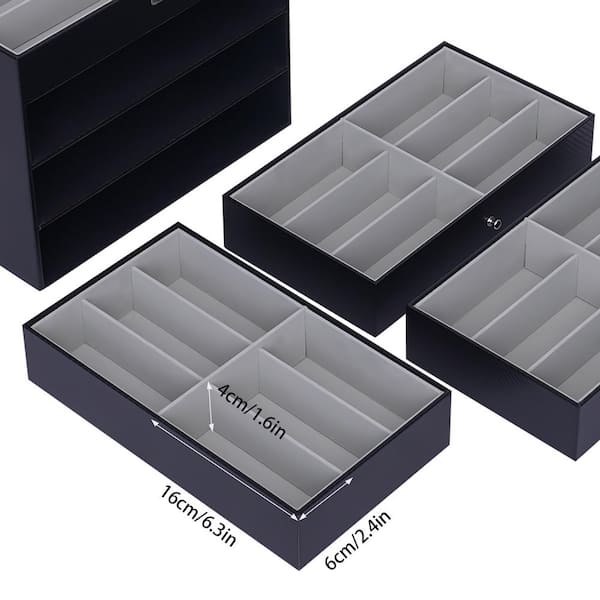 YIYIBYUS Black Carbon Fiber Leather 6 Watch and 3 Eyeglasses Storage Box  Jewelry Organizer Display Case 65LMO30K00-1 - The Home Depot