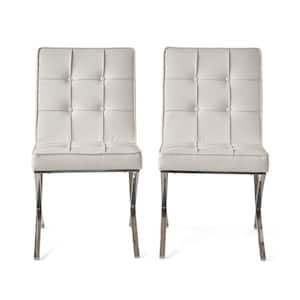 Milania White Leather Dining Chairs (Set of 2)