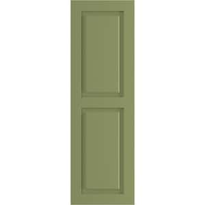 15 in. x 47 in. True Fit PVC Two Equal Raised Panel Shutters, Moss Green (Per Pair)