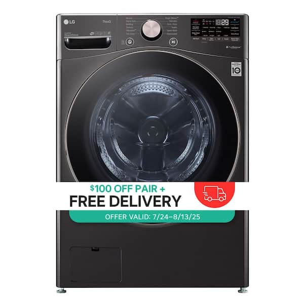 4.5 Cu. Ft. Stackable SMART Front Load Washer in Black Steel with Steam and TurboWash360 Technology