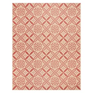 Paseo Niala Red/Sand 8 ft. x 10 ft. Floral Medallion Indoor/Outdoor Area Rug