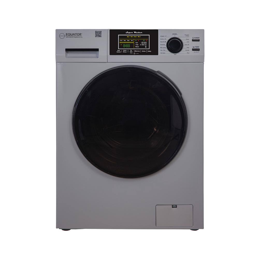 EQUATOR ADVANCED Appliances 1.62 cu.ft. Touch Pet Compact 110-Volt Sani Digital Front Load Washer 23.5 in. 1400 RPM 16 Programs in Silver